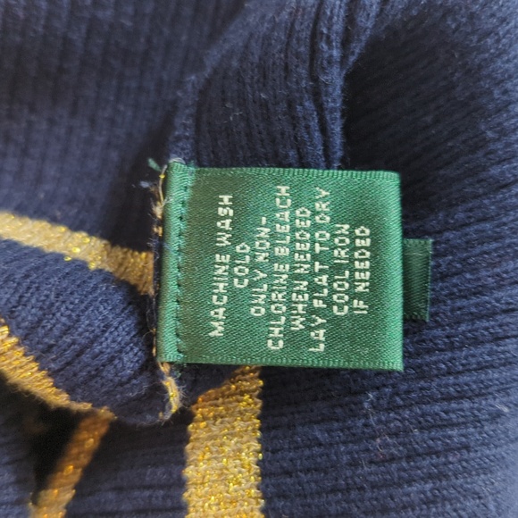 Ralph Lauren sweater gold & blue striped turtleneck size XL - Picture 14 of 16